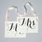 Ritzy Rose Mr. and Mrs. Chair signs - Black on 11x8in Ivory Linen Cardstock with Ivory Ribbon